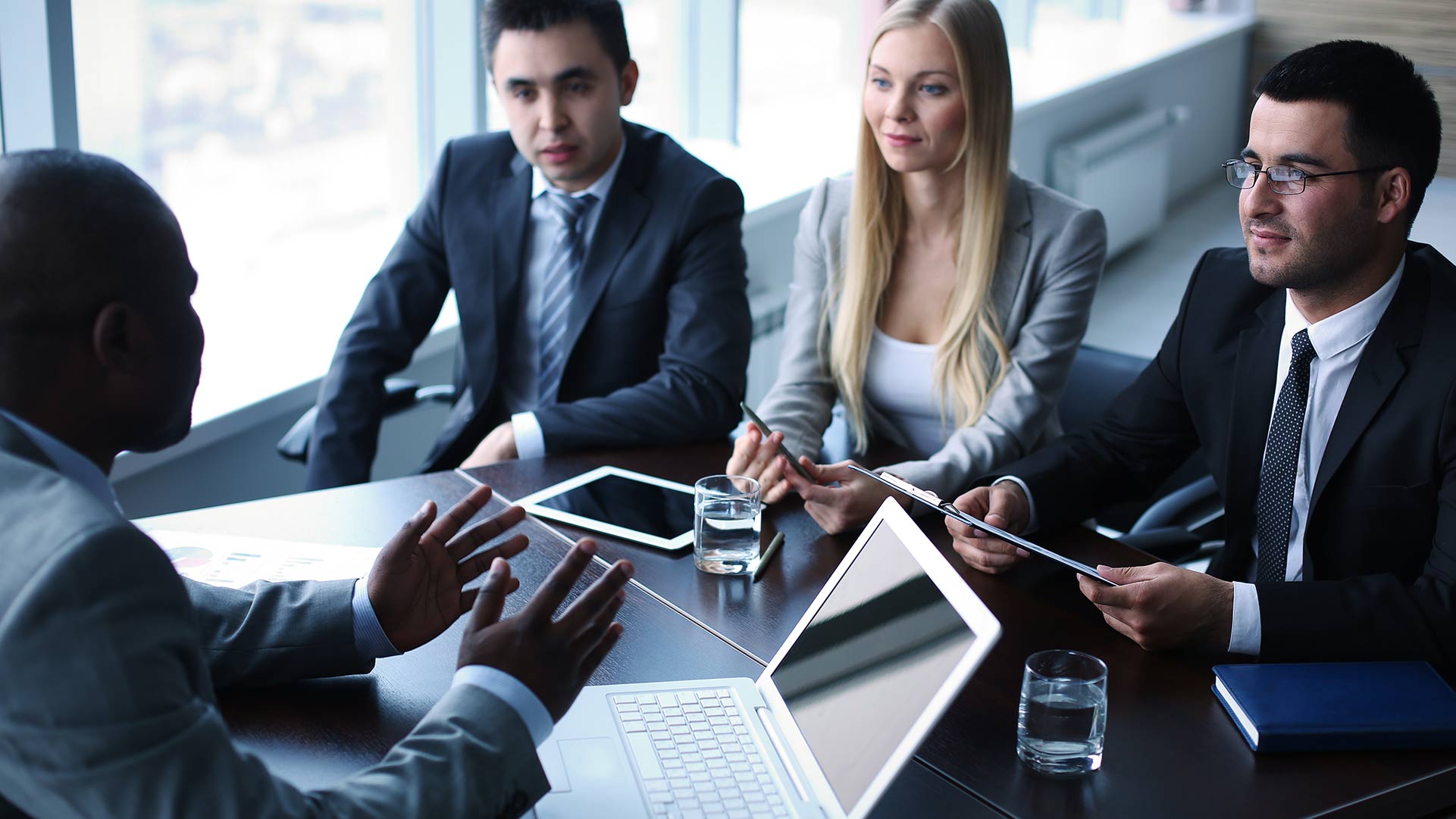 group of IT professionals having a meeting